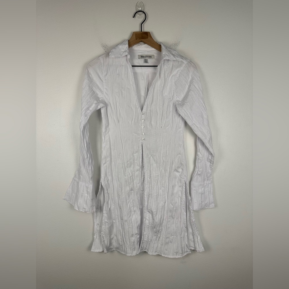 Urban Outfitter White Jordyn Textured Flyaway Shirt Women’s Sz S - Picture 2 of 7